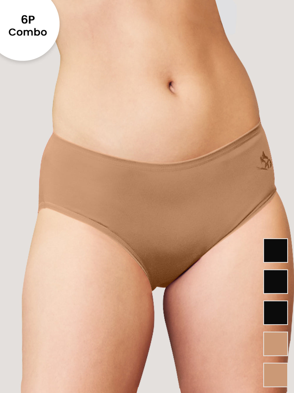 Vami Medium Coverage Cotton Lycra Panties for Girls | Pack of 6-ND ND ND BLK BLK BLK