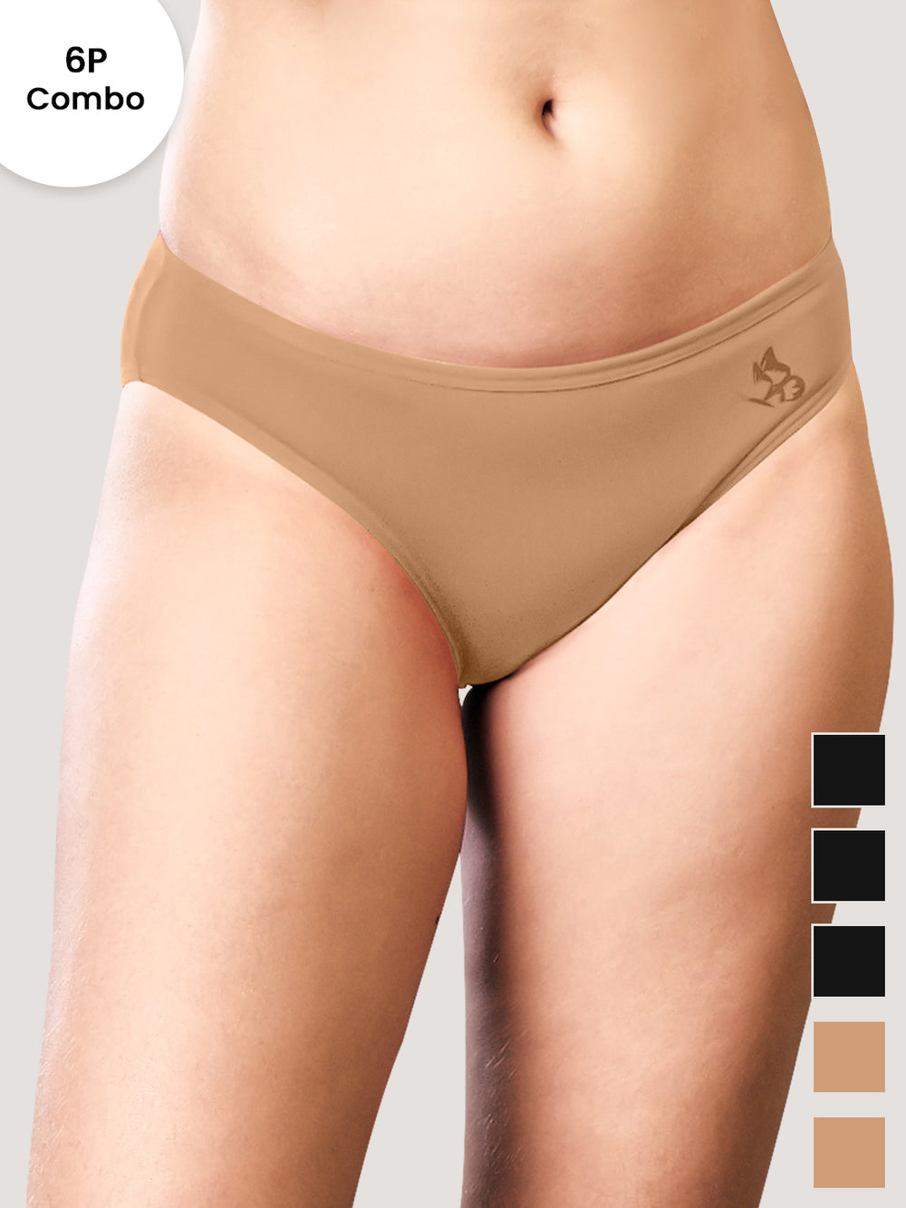 Reeva Women's Cotton Lycra Seamless Bikini Panty | Pack of 6-ND ND ND BLK BLK BLK