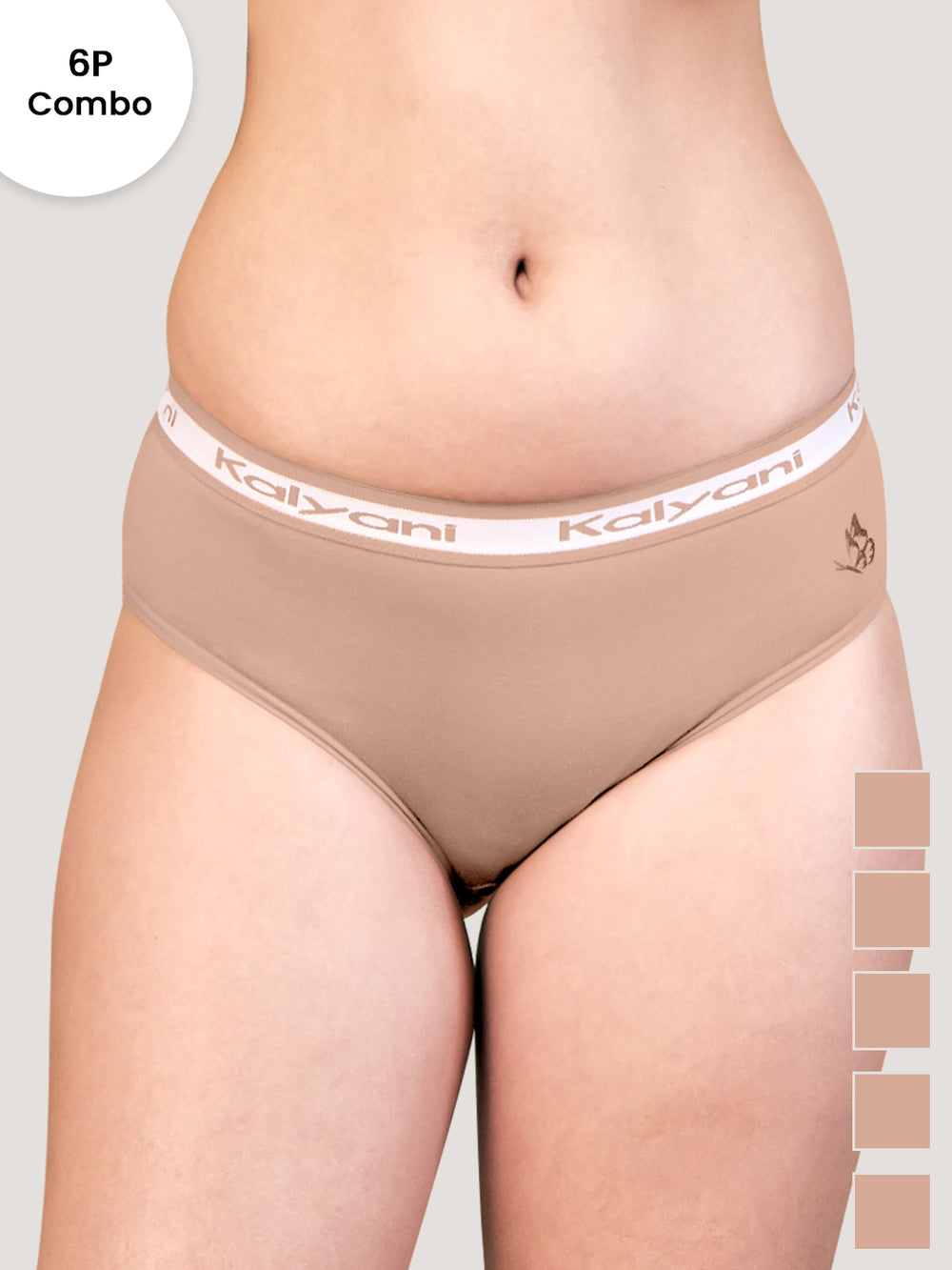 Jazzie Mid Waist Cotton Hipster for Women Pack of 6-ND ND ND ND ND ND