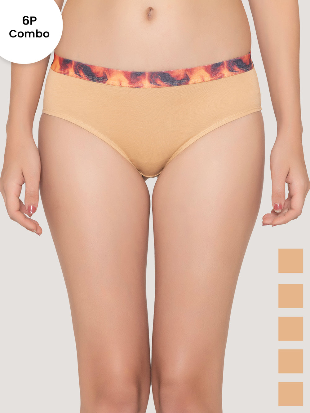 Berry Girl's Low Waist Printed Waistband Panties Pack of 6-ND ND ND ND ND ND