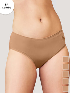 Vami Medium Coverage Cotton Lycra Panties for Girls | Pack of 6-ND ND ND ND ND ND