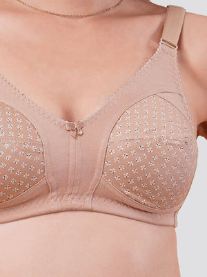 Kalyani Nitara Non Padded Wirefree Cups Full Coverage Everyday Cotton Bra | Pack of 2- FAWN & FAWN