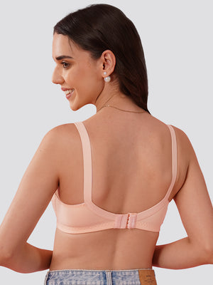 Kalyani Nitara Non Padded Wirefree Cups Full Coverage Everyday Cotton Bra | Pack of 2- FAWN & L.PEACH