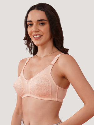 Kalyani Nitara Non Padded Wirefree Cups Full Coverage Everyday Cotton Bra | Pack of 2- L.PEACH  L.PEACH