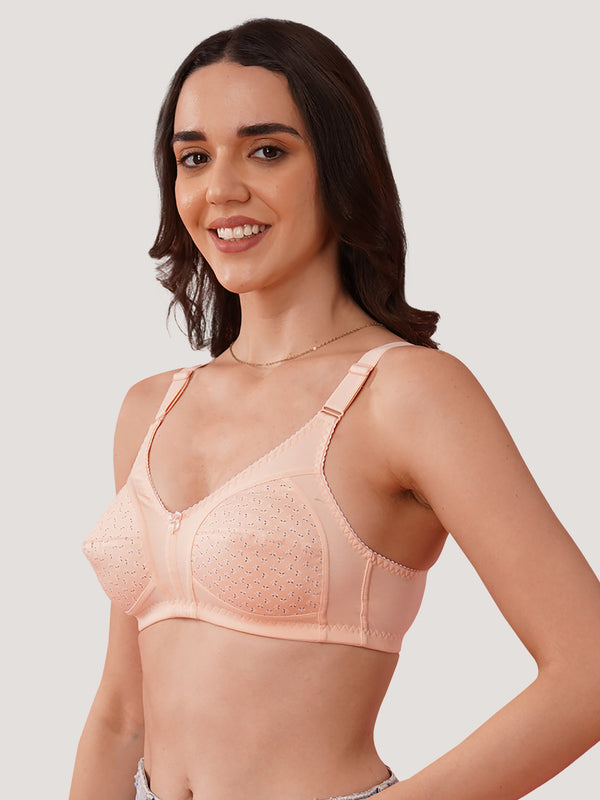 Kalyani Nitara Non Padded Wirefree Cups Full Coverage Everyday Cotton Bra | Pack of 2- L.PEACH  L.PEACH