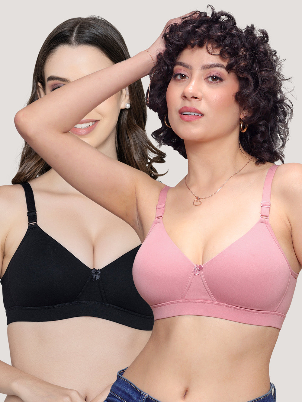 Tessa Full Support Seamless Designer Bra for Women Pack of 2-ONION BLACK