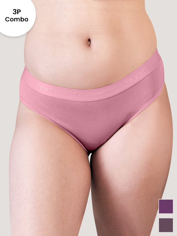 Sensa Low Waist Bikini Panties | Pack of 3-ONION BURGUNDY DARK VOILET