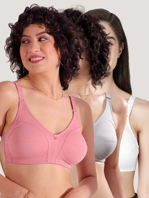 Anaya Full Coverage M Frame Minimizer Bra | Pack of 3-ONION GREY WHITE