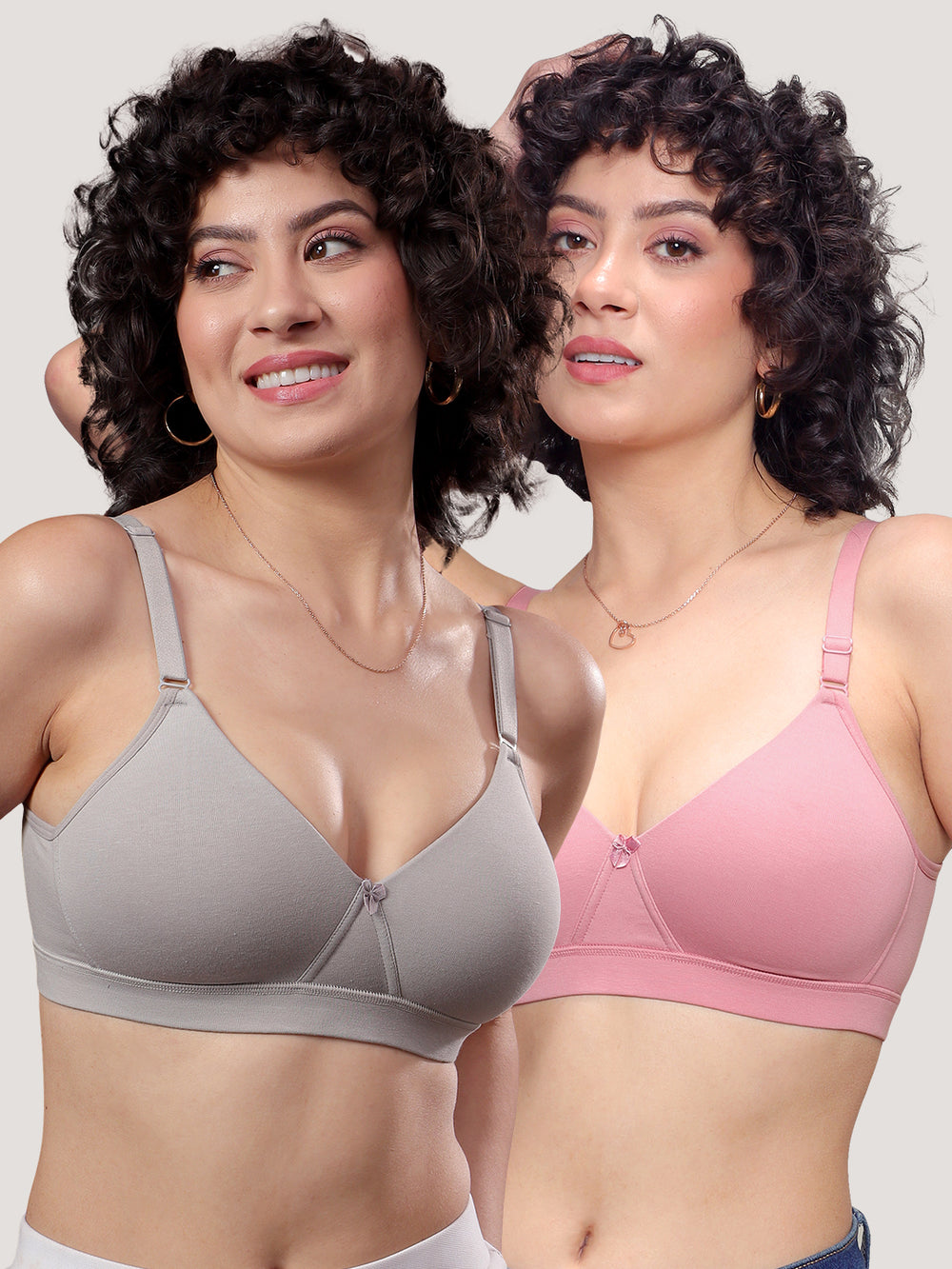 Tessa Full Support Seamless Designer Bra for Women Pack of 2-ONION L.GREY