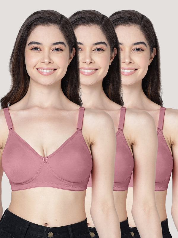 Evlyn Double Layered Cups Regular Bra | Pack of 3-ONION ONION ONION