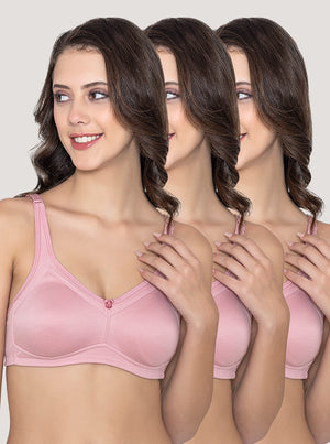 Martin Non-Padded Seamless Cups Moulded Bras with Cushioned Straps | Pack of 3 | ONION ONION ONION