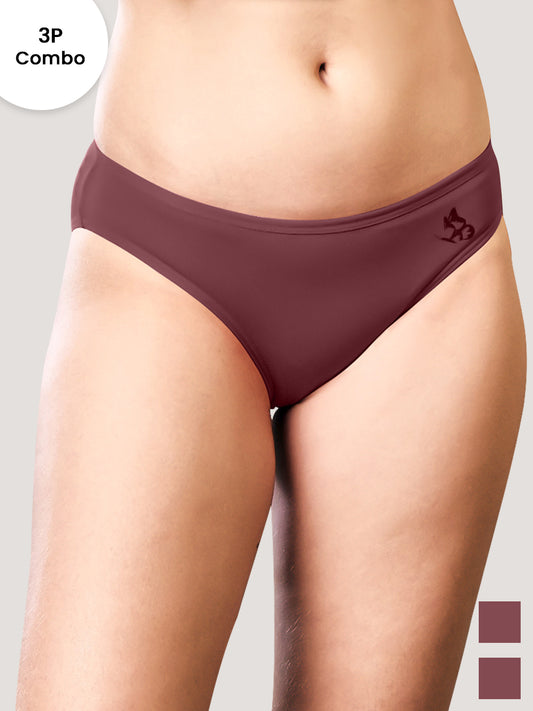 Reeva Seamless Low Waist Bikini Panty | Pack of 3-ONION RUST ONION RUST ONION RUST