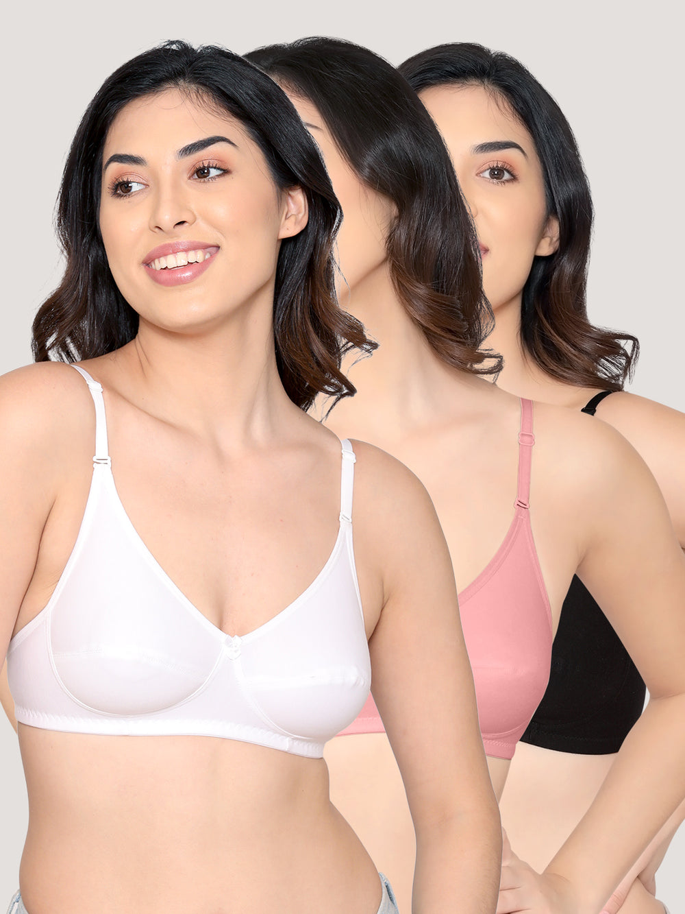 Wamika Fuller Cups Everyday Bra | Pack of 3-ONION WHITE BLACK