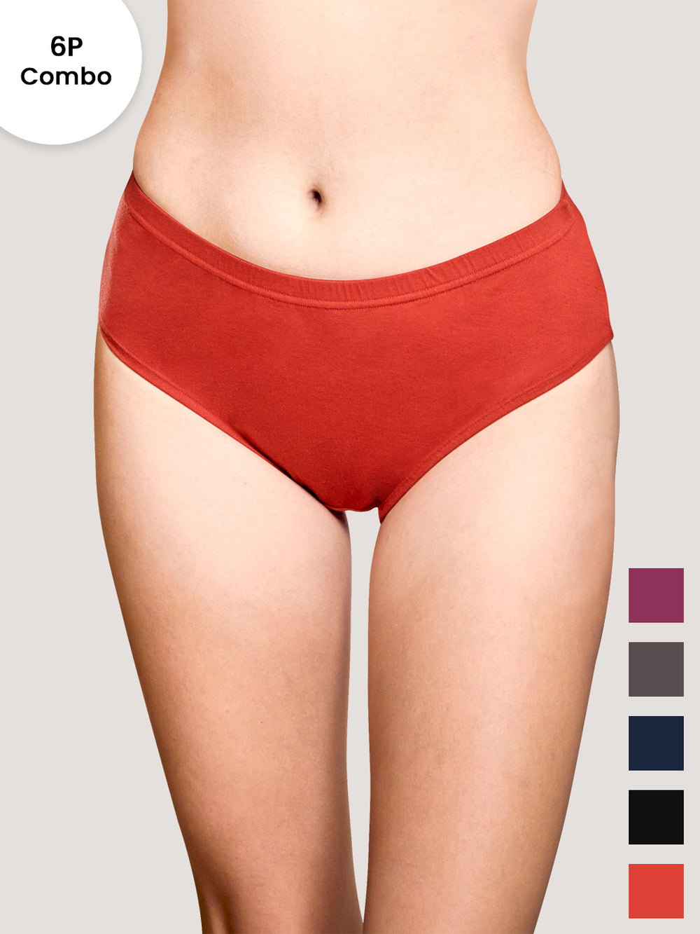 Theo Woman's Inner Elastic Hipster Panties | Pack of 6-ORRS ORRS BLK PBLE ASH BGD