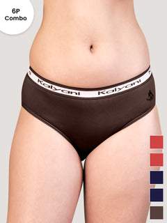 Jazzie Mid Waist Cotton Hipster for Women Pack of 6-ORRS ORRS DBLE DBLE CFE CFE