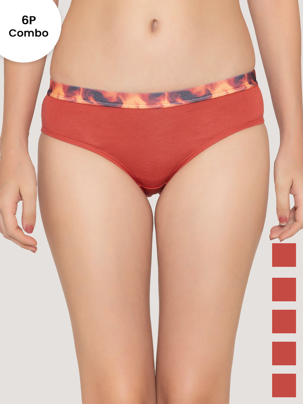 Berry Girl's Low Waist Printed Waistband Panties Pack of 6-ORRS ORRS ORRS ORRS ORRS ORRS