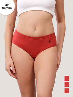 Eve 100% Cotton Mid-Waist Hipster Panties for Women | Pack of 3-ORANGE RUST ORANGE RUST ORANGE RUST