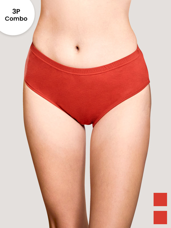 Theo Inner Elastic Hipster Panties | Pack of 3-ORANGE RUST ORANGE RUST ORANGE RUST