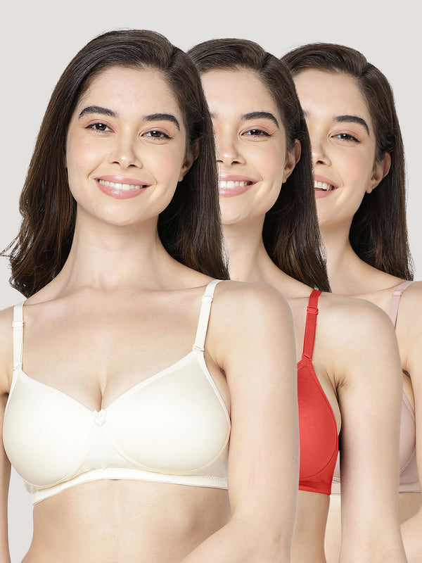 Maria Light Padded Fuller Cups Everyday Bra | Pack of 3-ORRS FAWN SKIN