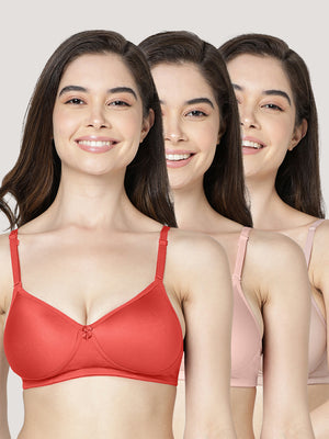 Maria Light Padded Fuller Cups Everyday Bra | Pack of 3-ORRS PEACH FAWN