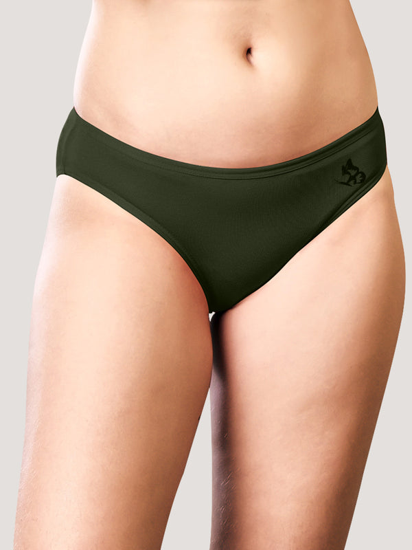 Reeva Seamless Low Waist Bikini Panty | Pack of 3-OLIVE OLIVE OLIVE