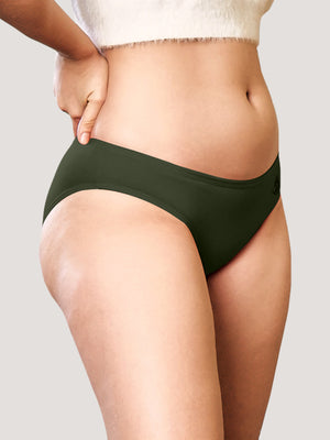 Reeva Seamless Low Waist Bikini Panty | Pack of 3-NUDE OLIVE ONION RUST