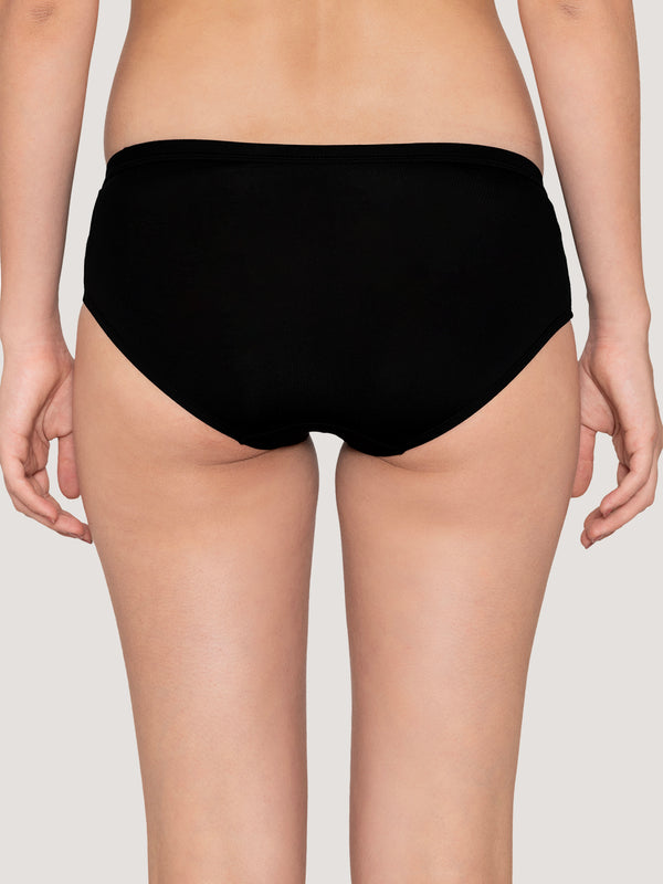 Oliver Mid Waist Hipster Panties | Pack of 3-MAROON CREPE BLACK