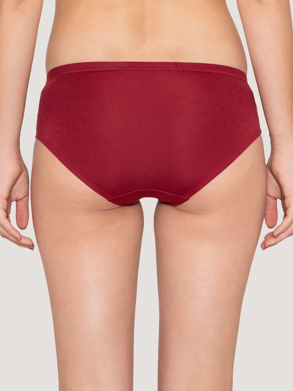 Oliver Mid Waist Hipster Panties | Pack of 3-CREPE MAROON NUDE