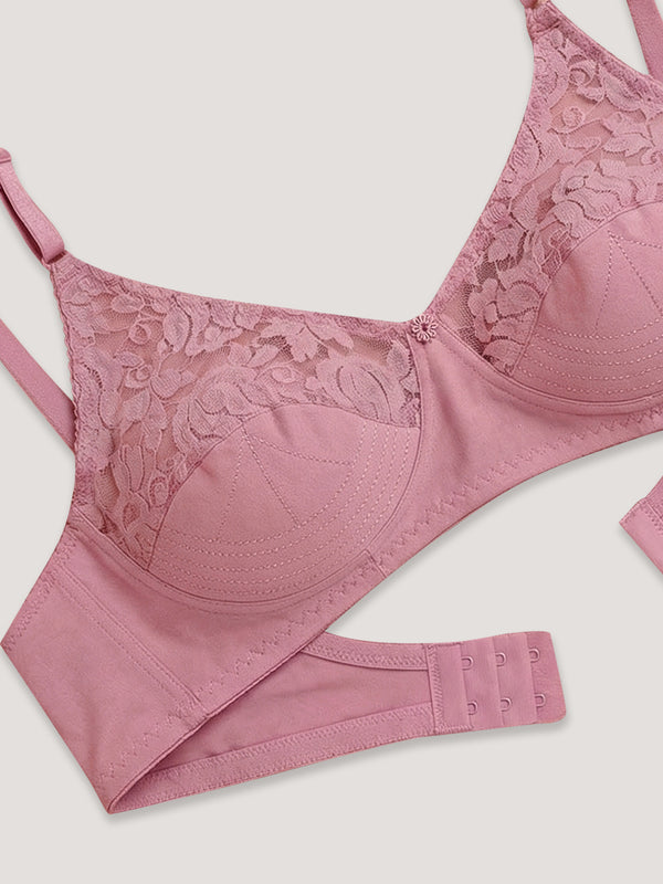 Deepali Non Padded Everyday Lace Bra | Pack of 3-ONION SKIN BLACK