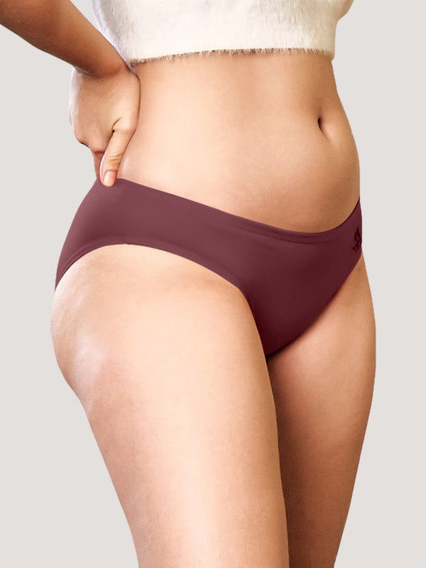 Reeva Seamless Low Waist Bikini Panty | Pack of 3-RUST ONION RUST BLACK