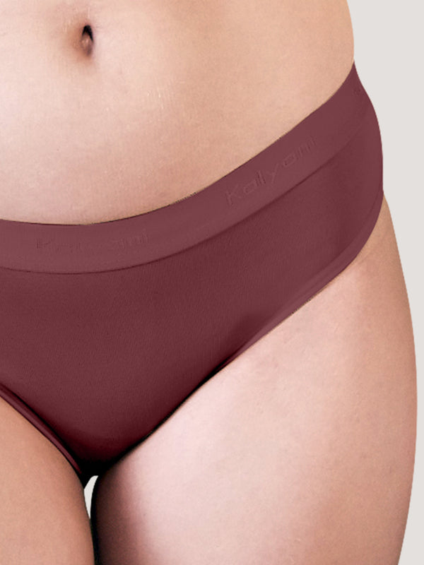 Sensa Low Waist Bikini Panties | Pack of 3-ORANGE RUST DARK VOILET ASH