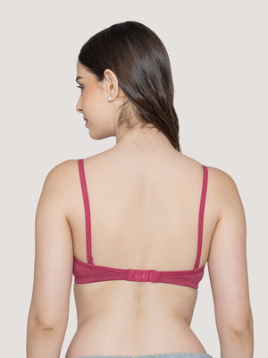 Orchid Plunge Neck Low Back Bra for Women-D.RUST