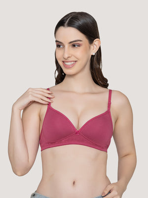 Orchid Plunge Neck Low Back Bra for Women-D.RUST