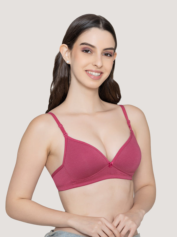 Orchid Plunge Neck Low Back Bra for Women-D.RUST