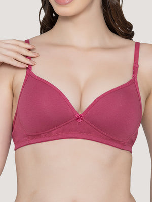 Orchid Plunge Neck Low Back Bra for Women-D.RUST