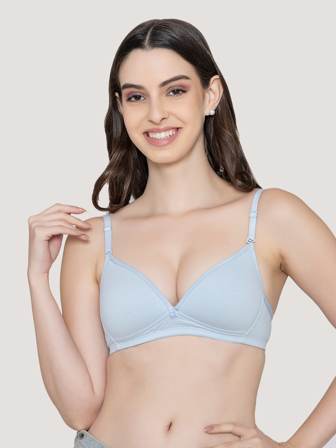 Orchid Plunge Neck Low Back Bra for Women-S.BLUE