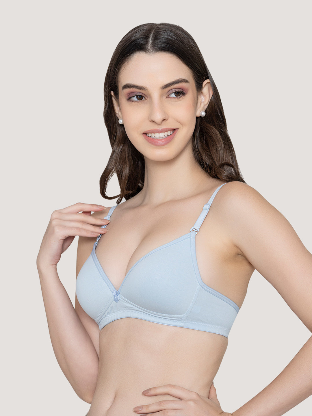 Orchid Plunge Neck Low Back Bra for Women-S.BLUE