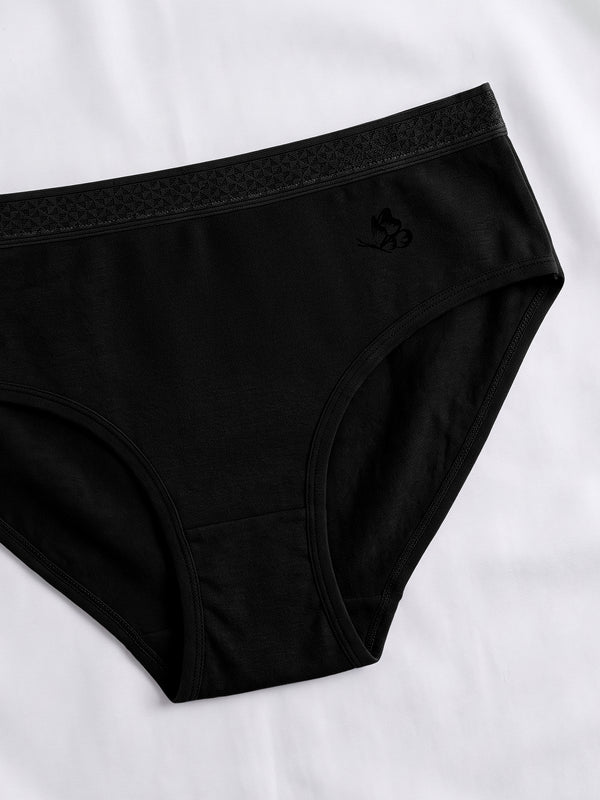 Oshiya Micro Modal Mid Rise Hipster Panty with Full Back Coverage Pack of 3 | BLACK BLACK BLACK