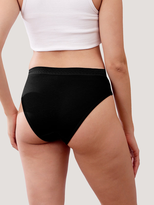 Oshiya Micro Modal Mid Rise Hipster Panty with Full Back Coverage Pack of 3 | BLACK BLACK BLACK