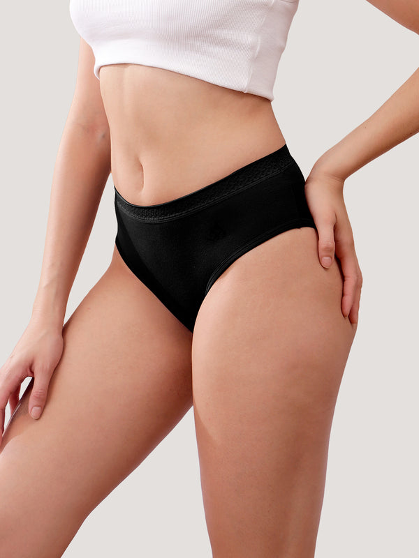 Oshiya Micro Modal Mid Rise Hipster Panty with Full Back Coverage Pack of 3 | ORANGE RUST BROWN BLACK
