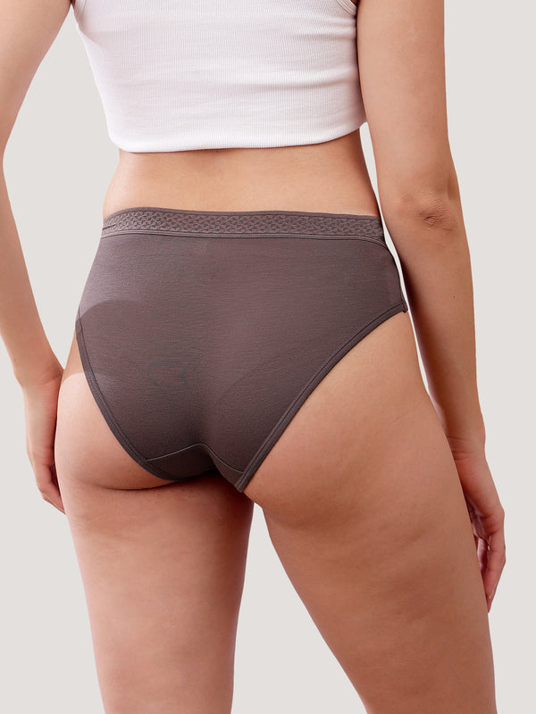 Oshiya Micro Modal Mid Rise Hipster Panty with Full Back Coverage Pack of 3 | ORANGE RUST BROWN BLACK