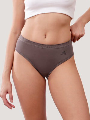 Oshiya Micro Modal Mid Rise Hipster Panty with Full Back Coverage Pack of 3 | ORANGE RUST BROWN BLACK