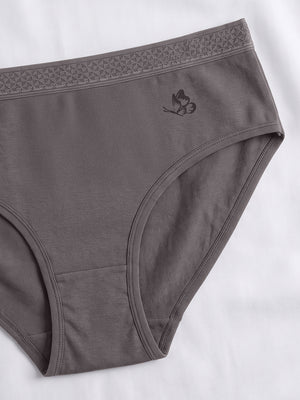 Oshiya Micro Modal Mid Rise Hipster Panty with Full Back Coverage Pack of 3 | BROWN BLACK DARK GREY