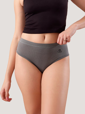 Oshiya Micro Modal Mid Rise Hipster Panty with Full Back Coverage Pack of 3 | DARK GREY DARK GREY DARK GREY