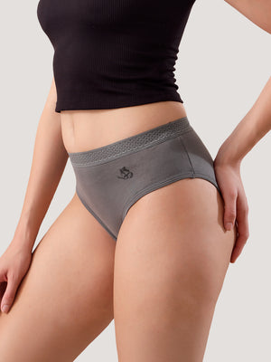 Oshiya Micro Modal Mid Rise Hipster Panty with Full Back Coverage Pack of 3 | DARK GREY DARK GREY DARK GREY