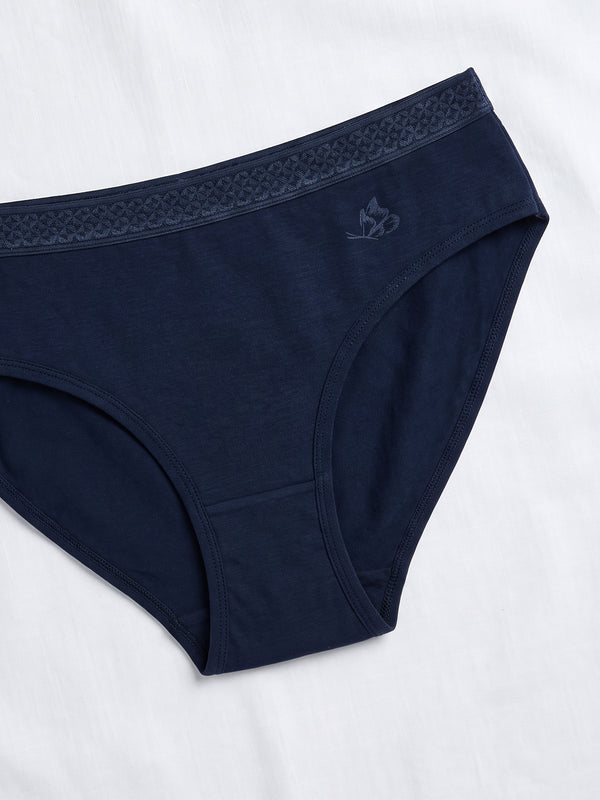 Oshiya Micro Modal Mid Rise Hipster Panty with Full Back Coverage Pack of 3 | NAVY BLUE NAVY BLUE NAVY BLUE