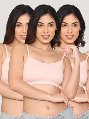 Mia Full Coverage Cotton Beginners Bra | Pack of 3-P.PEACH P.PEACH P.PEACH