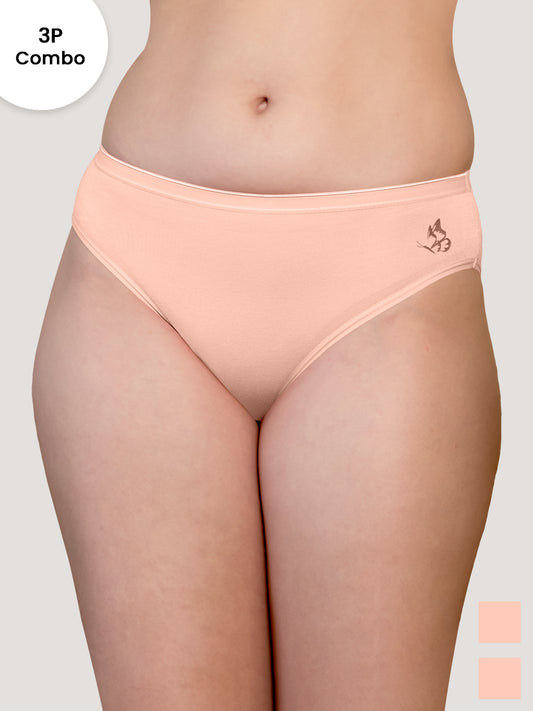 Snow Mid Waist Hipster Panties | Pack of 3-P.PEACH P.PEACH P.PEACH