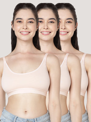 Cathy Double-Layered Slip-On Beginner Bra | Pack of 3-P.PEACH P.PEACH P.PEACH