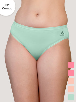 Snow Women's Mid Waist Hipster Panties | Pack-of-6-BLK BLK RD ND PRS SGR